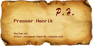 Presser Henrik névjegykártya